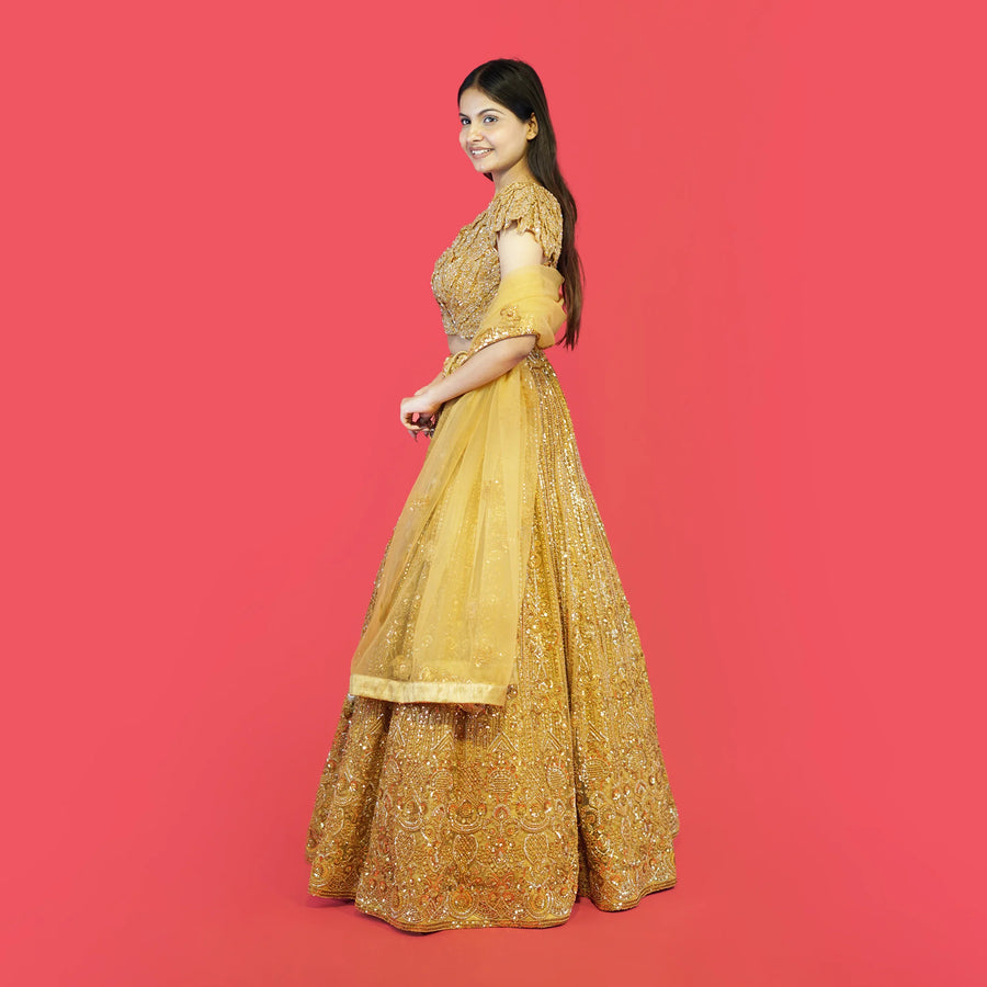 Ceremonial Crop Top Lehenga With Heavy Hand Embroidery