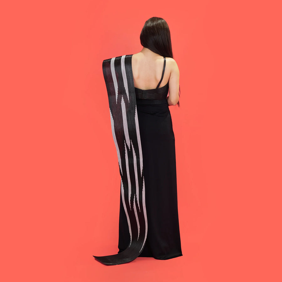 Trendy Crop Top Drape Saree with Designer Draping