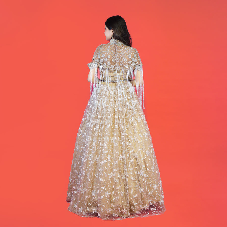 Modern Crop Top Lehenga with Cape