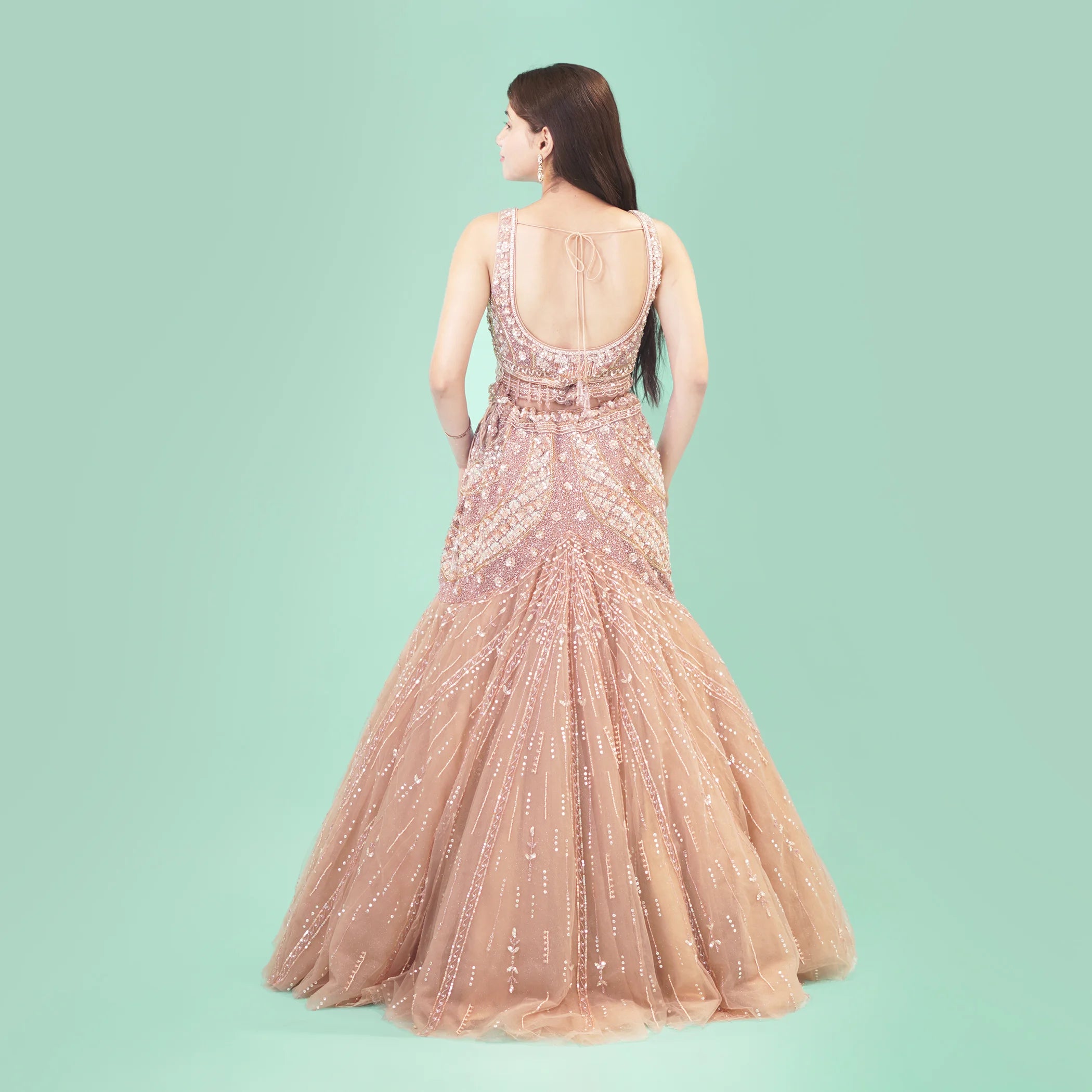 Glamorous Ceremonial Crop Top Lehenga in Mermaid Style