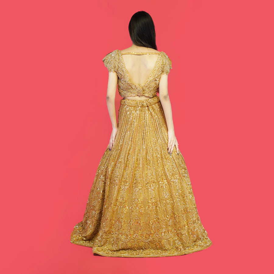 Ceremonial Crop Top Lehenga With Heavy Hand Embroidery