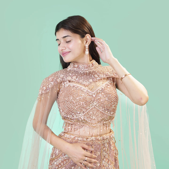 Glamorous Ceremonial Crop Top Lehenga in Mermaid Style