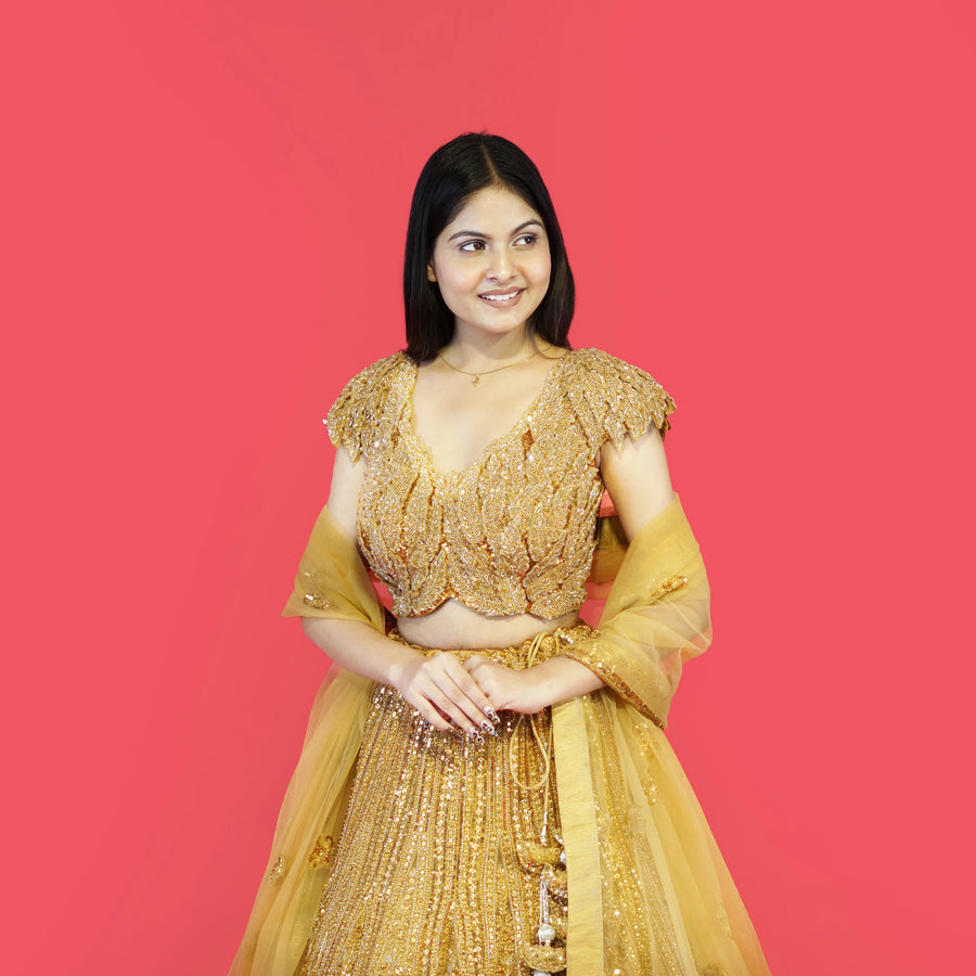 Ceremonial Crop Top Lehenga With Heavy Hand Embroidery