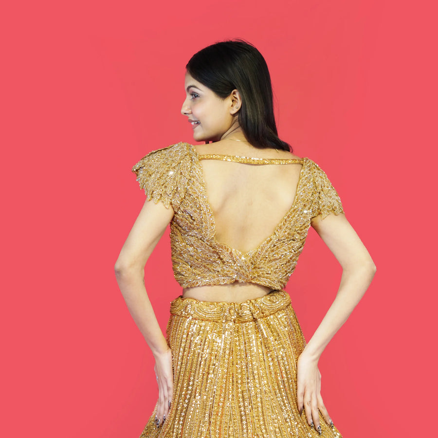 Ceremonial Crop Top Lehenga With Heavy Hand Embroidery