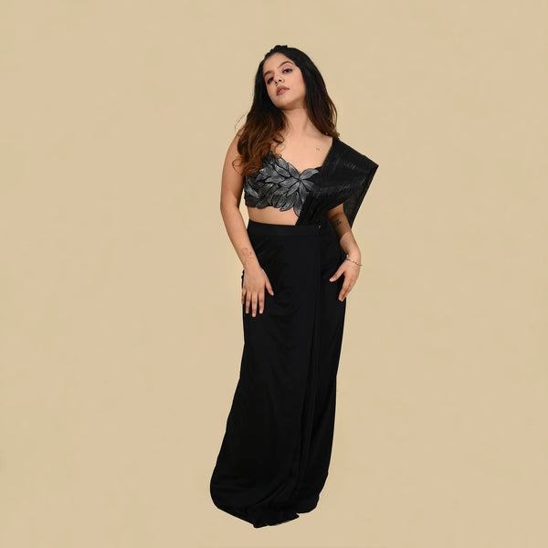 Western Crop Top Drape Saree