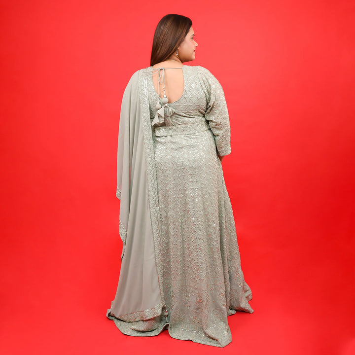 Anarkali Gown with Waist Belt & Dupatta Vastrachowk