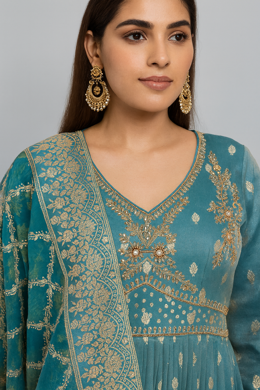 Anarkali with Alia Cut Work front profile 