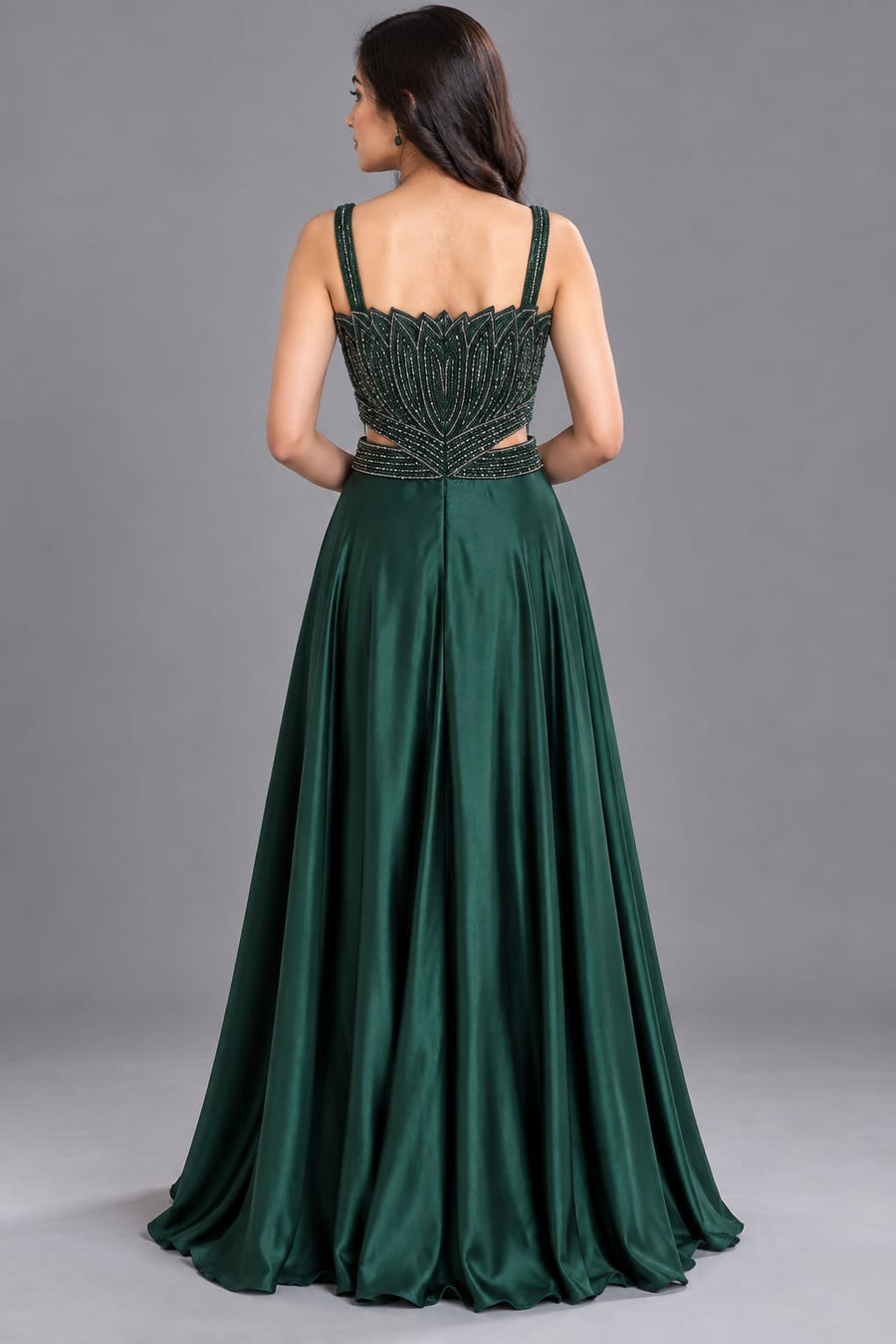 Emerald Green Corset Gown with Sequin & Cutdana Work for Women