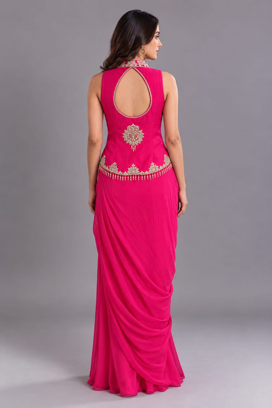 Rani Pink Embellished Dhoti Style Suit for Women | Designer Party Wear