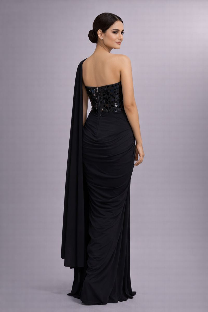 Black Co-rod Set Pre drape sarees 