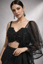 Black Fish Cut Lehenga 
