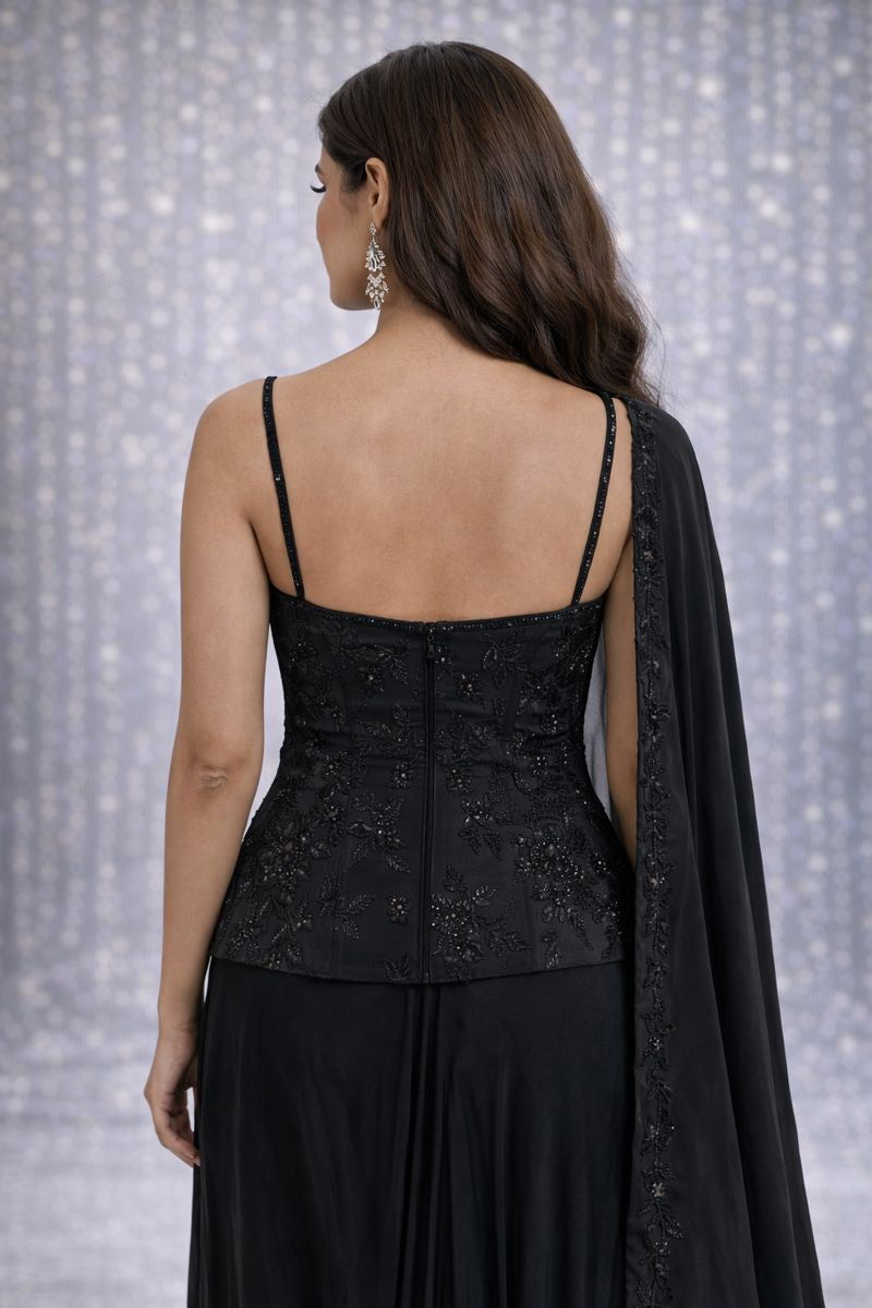  Black Indo Western Dhoti Style