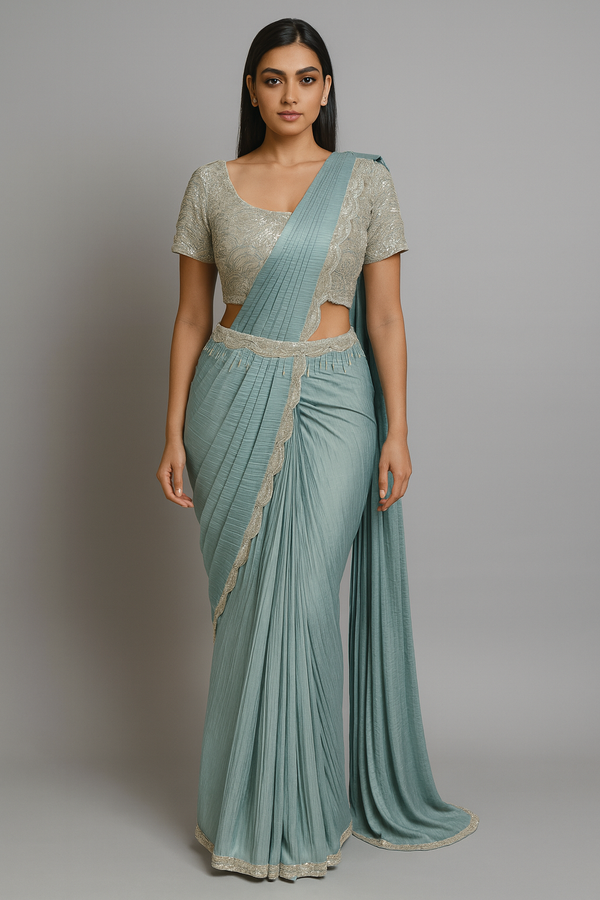 Blue Crush Drape Saree
