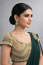 Bottal Green Pre Drape Saree