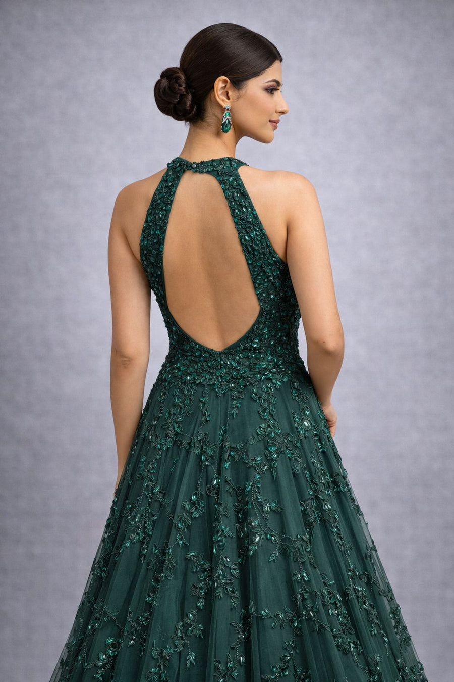  Bottle Green Halterneck Barbie Gown
