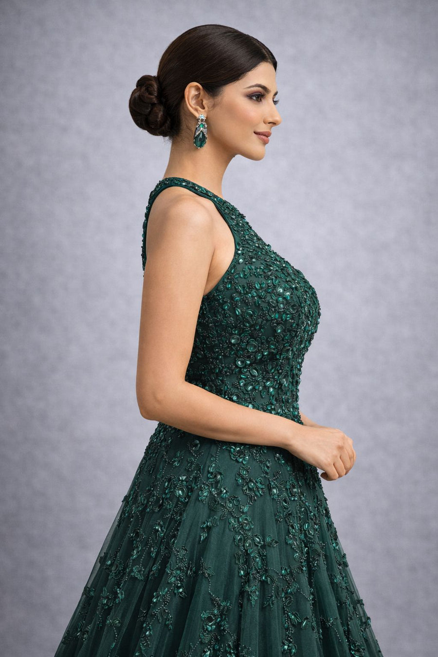 Bottle Green Halterneck Barbie Gown