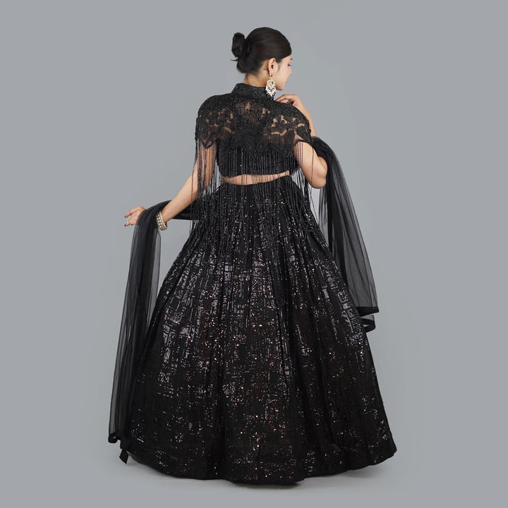 Cape Style Crop Top Lehenga Vastrachowk