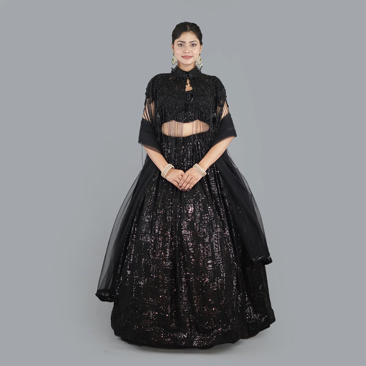 Cape Style Crop Top Lehenga
