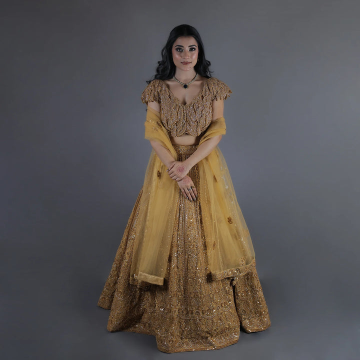 Ceremonial Crop Top Lehenga With Heavy Hand Embroidery