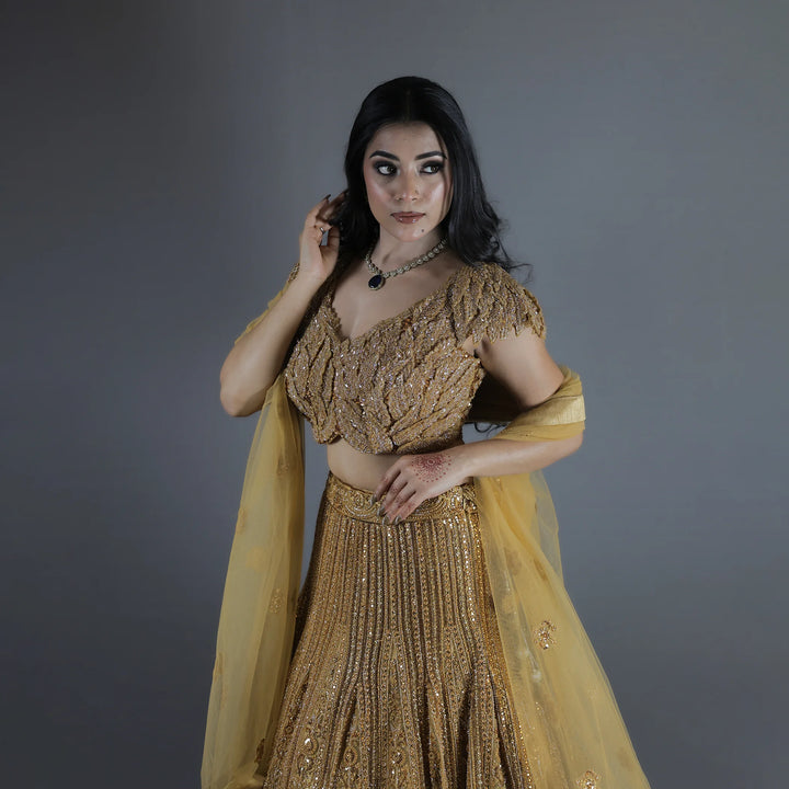 Ceremonial Crop Top Lehenga With Heavy Hand Embroidery Vastrachowk