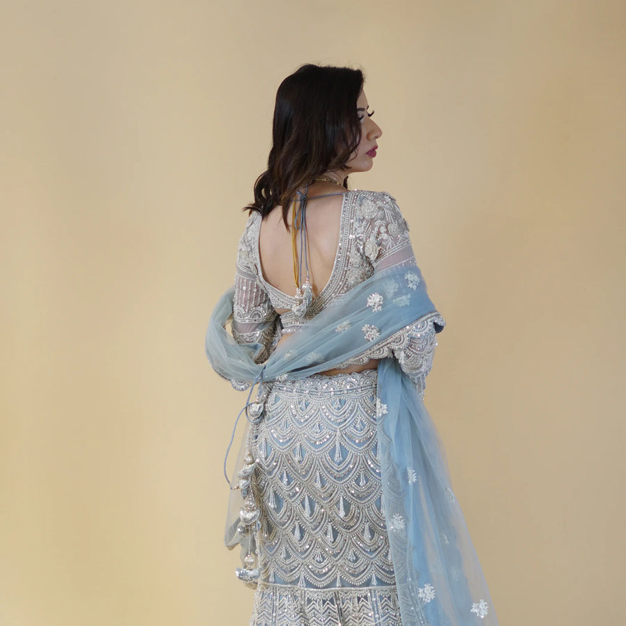 Ceremonial Crop Top Mermaid Lehenga Vastrachowk