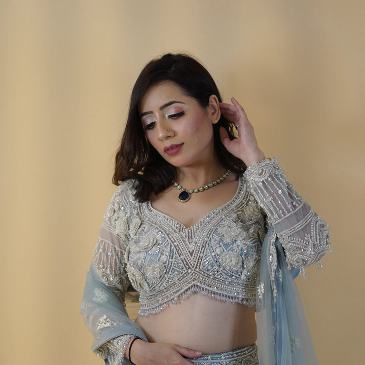 Ceremonial Crop Top Mermaid Lehenga Vastrachowk