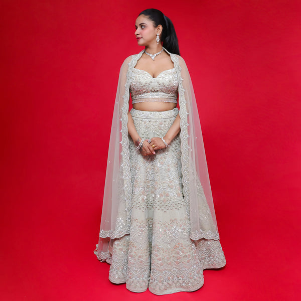 Ceremonial Indo Western Crop Top Lehenga for Elegant- Vastrachowk
