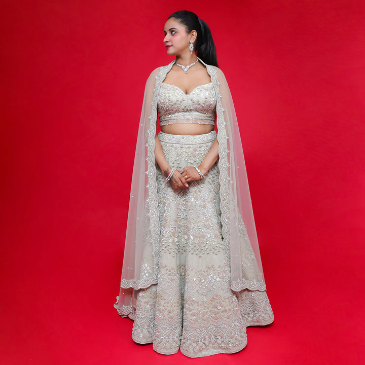 Ceremonial Indo Western Crop Top Lehenga for Elegant- Vastrachowk