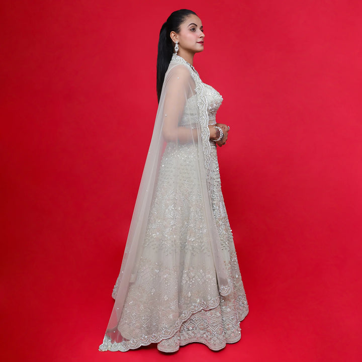 Ceremonial Indo Western Crop Top Lehenga for Elegant- Vastrachowk