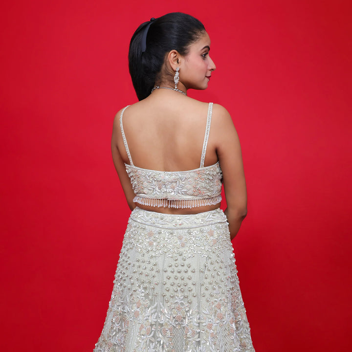Ceremonial Indo Western Crop Top Lehenga for Elegant- Vastrachowk