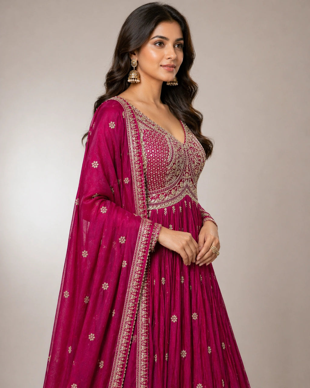 festive anarkali women,