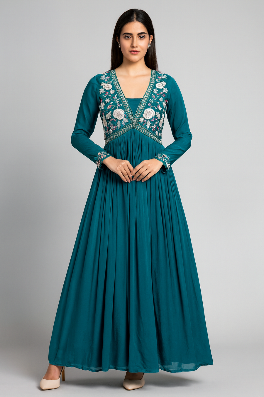 Handwork Choli Anarkali with Dupatta