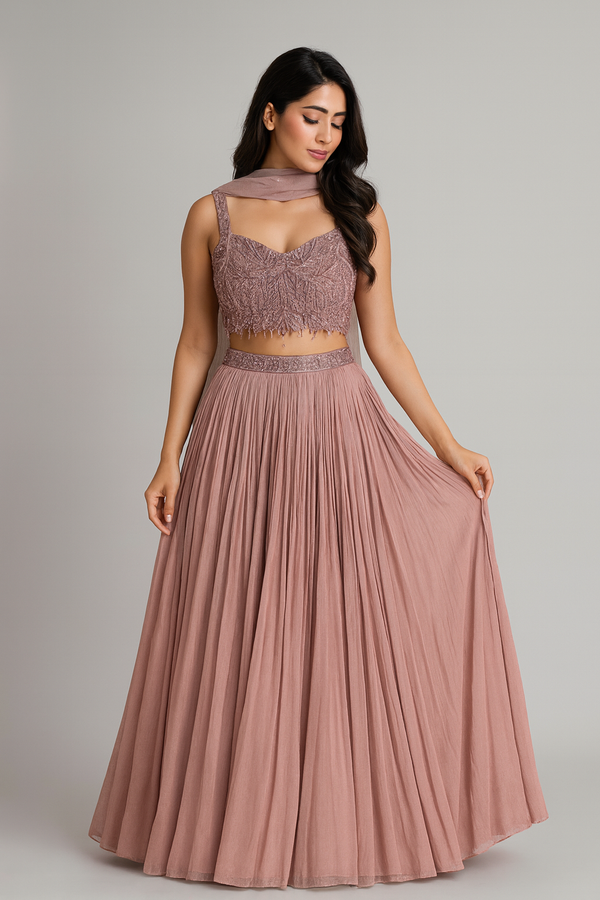 Indo-Western Crop Top with Skirt