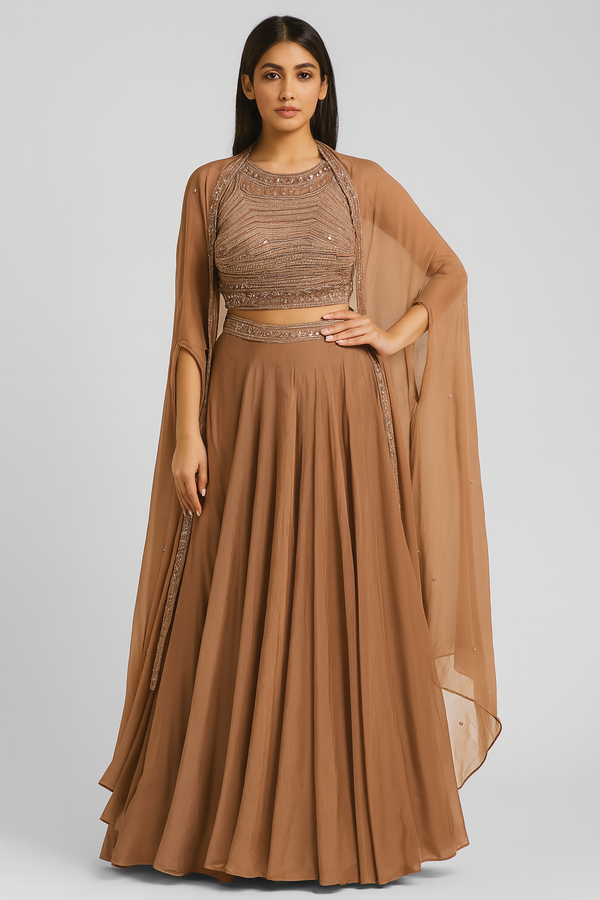Crop Top Skirt with Shrug