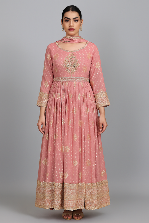 Pink Anarkali Gown with Dupatta