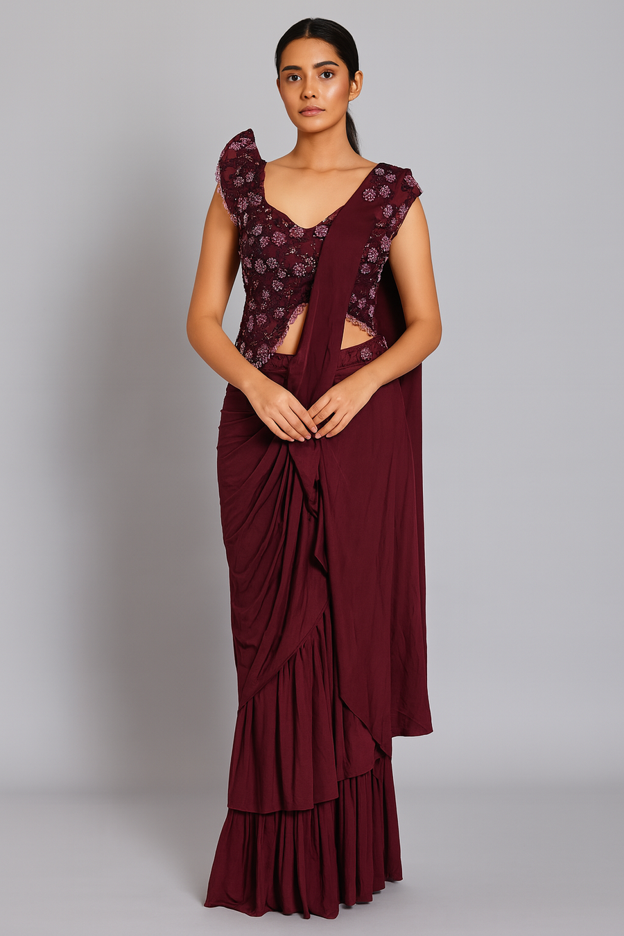 Flap Style Drape Saree