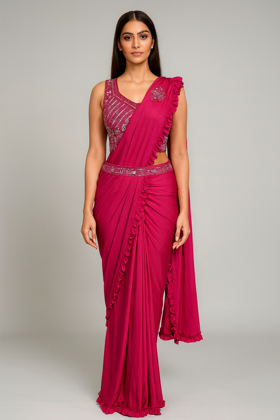 Frill Border Drape Saree