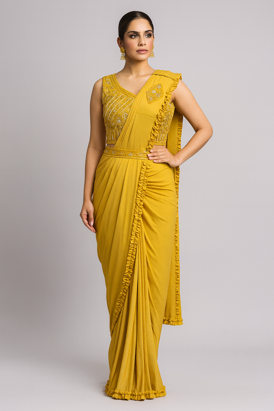 Frill Border Drape Saree