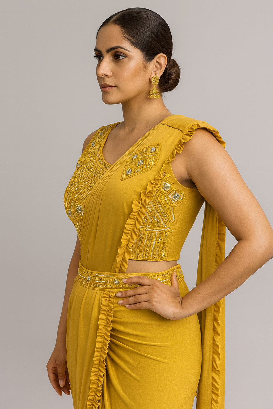 Frill Border Drape Saree