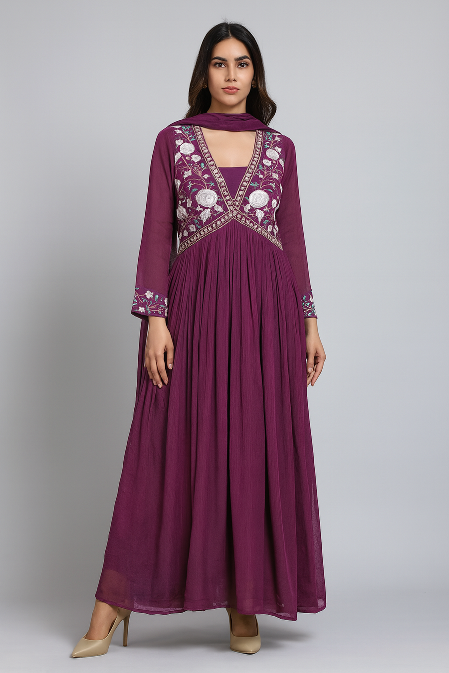 Handwork Choli Anarkali with Dupatta