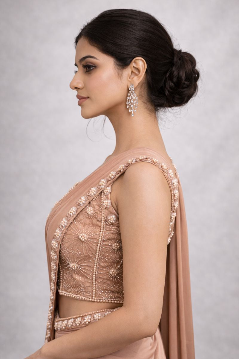 Pre Drape Saree With CorSet Style