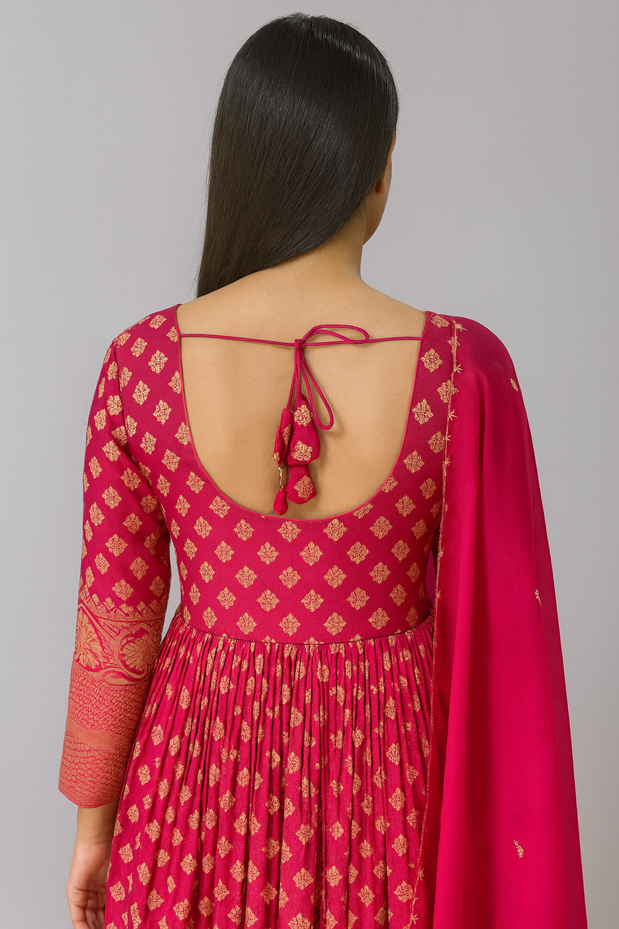 Choli Cut Anarkali Gown back profile 