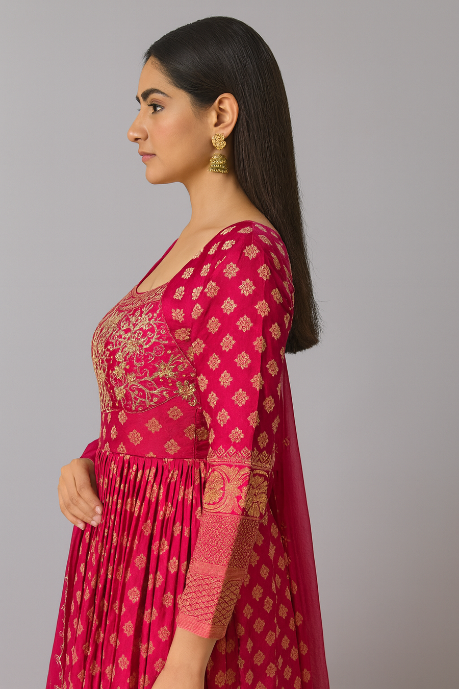 Choli Cut Anarkali Gown side profile 