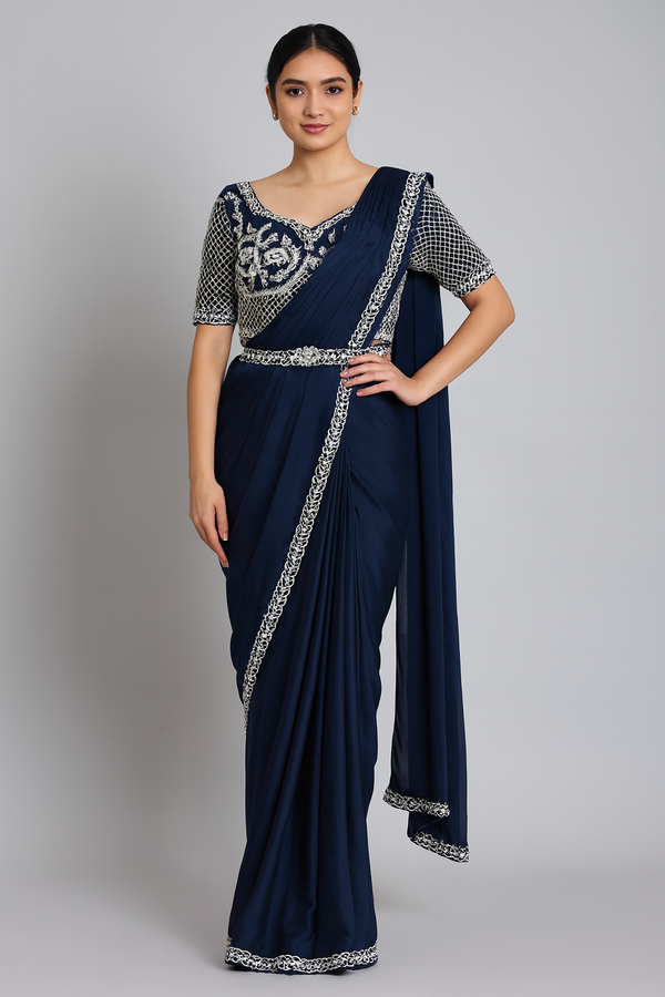 Classic Blue Drape Saree 