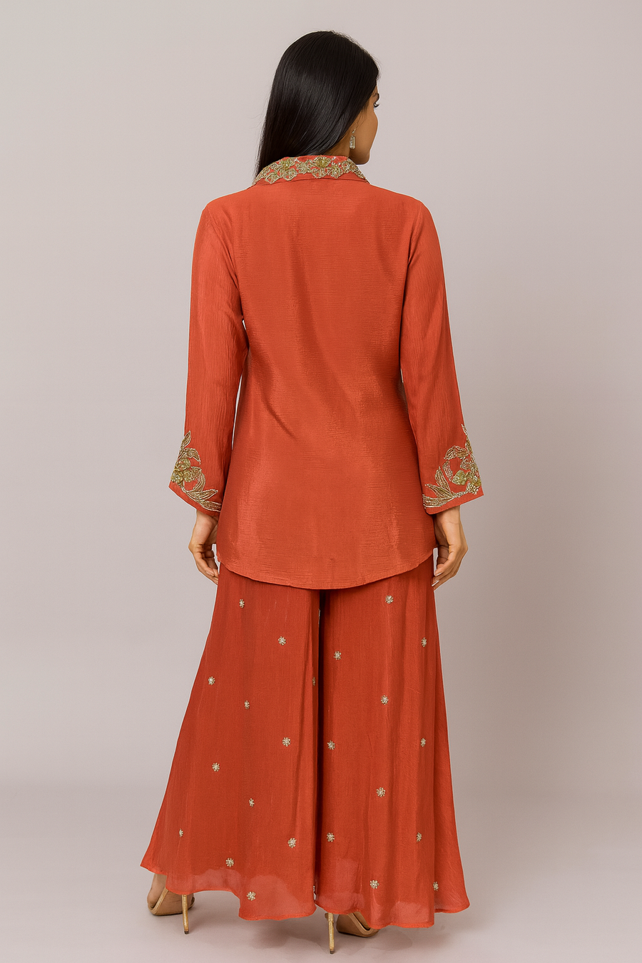 Classy Co-ord Set with Sharara back profile