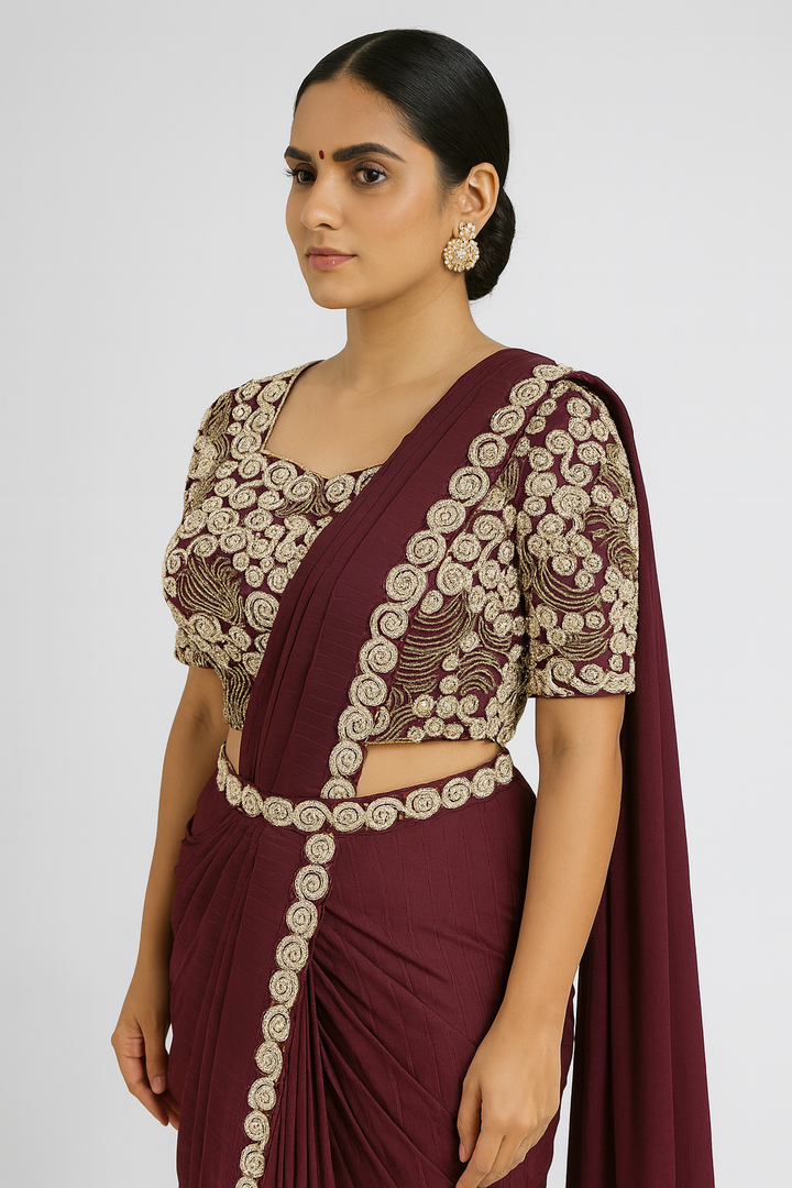 Classy Drape Saree side profile 