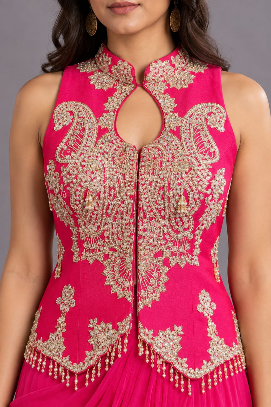 Rani Pink Embellished Dhoti Style Suit for Women | Designer Party Wear