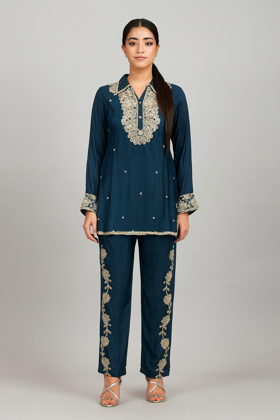 Co-ord Set Sharara green front profile