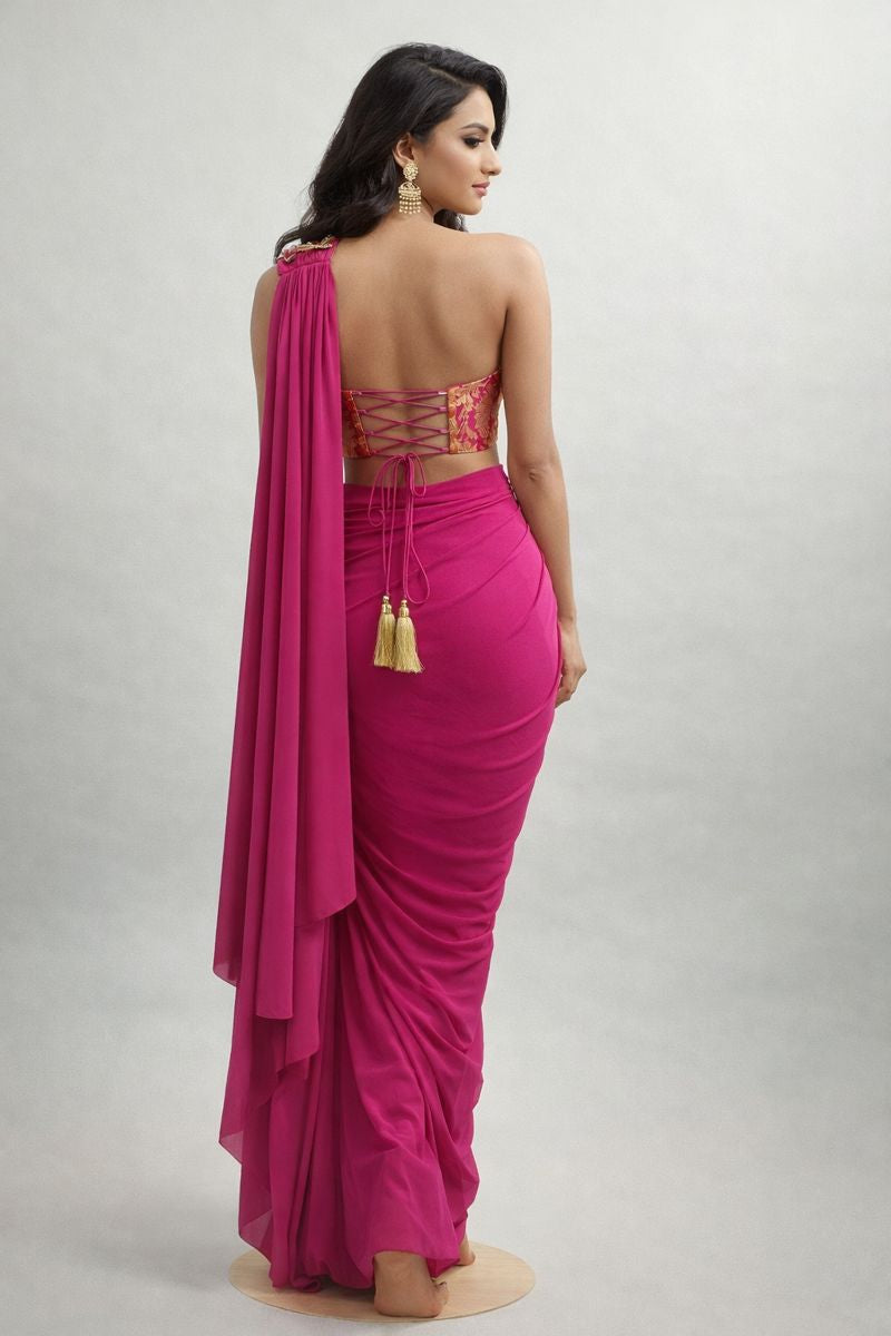 Co-ord Set Style Pre Drape Saree