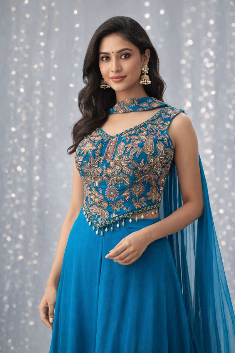 Co-ord Style  Blouse With Sharara 